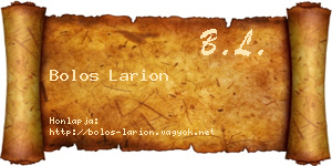 Bolos Larion névjegykártya